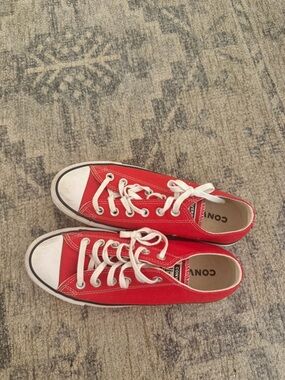 Converse Red Low-Top Canvas Sneakers with White Accents